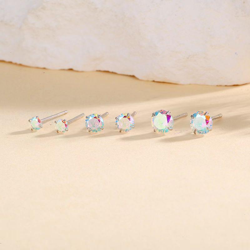 Silver Iridescent Zirconia Cartilage Stud Earrings - 925 Sterling Silver Niche Design 925 Silver