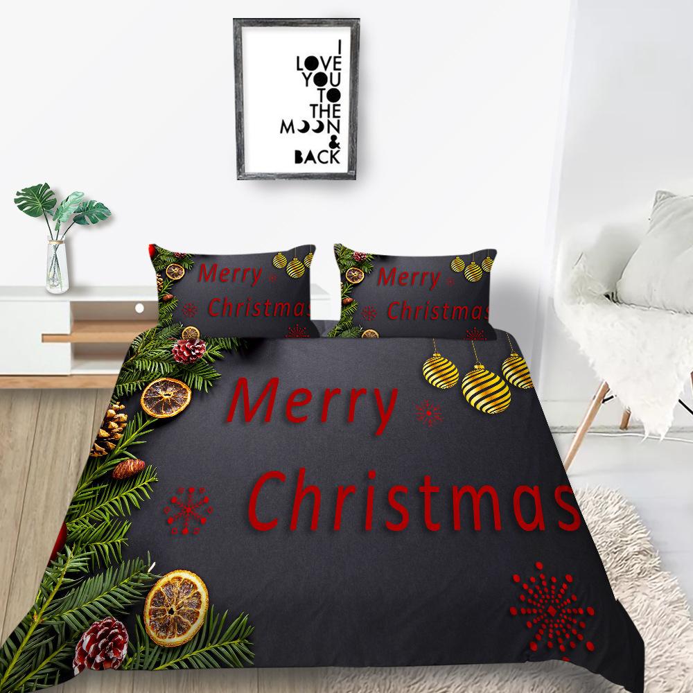 Digital Printing Quilt Cover Pillowcase Two Or Three Piece Set Christmas Gift Polyester