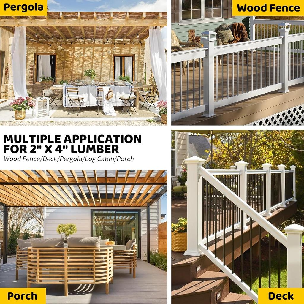 30° Deck Railing Concealed Brackets,DIY Woodwork Concealed-Flange Hanger for 2" X 4”(Actual:1.5" X 3.5") Wood Beam,U-Shaped Slant Joist Hanger