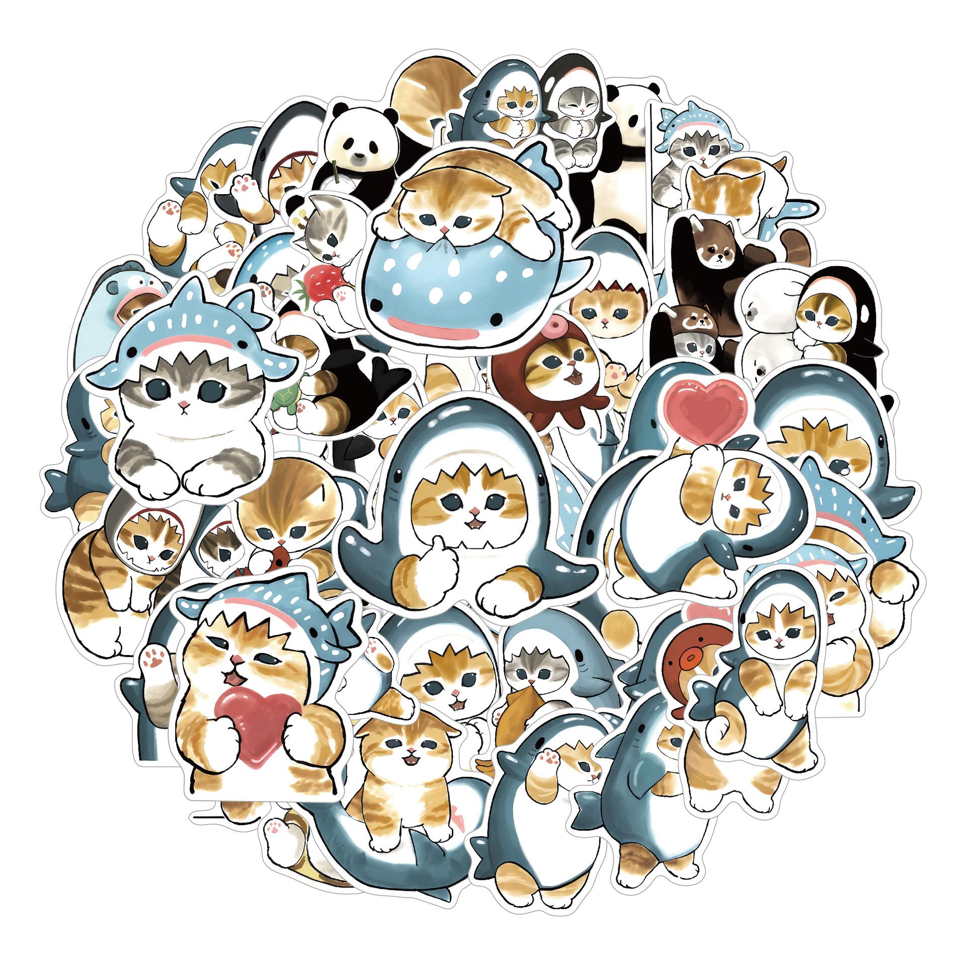 50pc Cartoon Animal Stickers for Laptop Water Bottle Skateboard Decoration Durable Waterproof Vinyl Sticker Set for Kids and Adults One Size