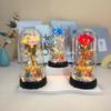 Unending Flower Glass Lamp with Plastic Enclosure Night Light, Accompanied by a Bear Gift for Girlfriend on Valentine's Day