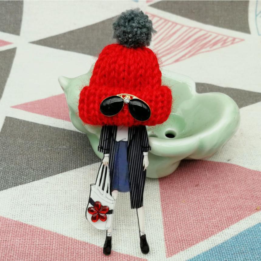 Girl Cute Brooch Wool Hat Badges Big Handmade Fashion Lovely Funny Brooches For Woman Harajuku Style Lapel Pins Lover Mom Gifts