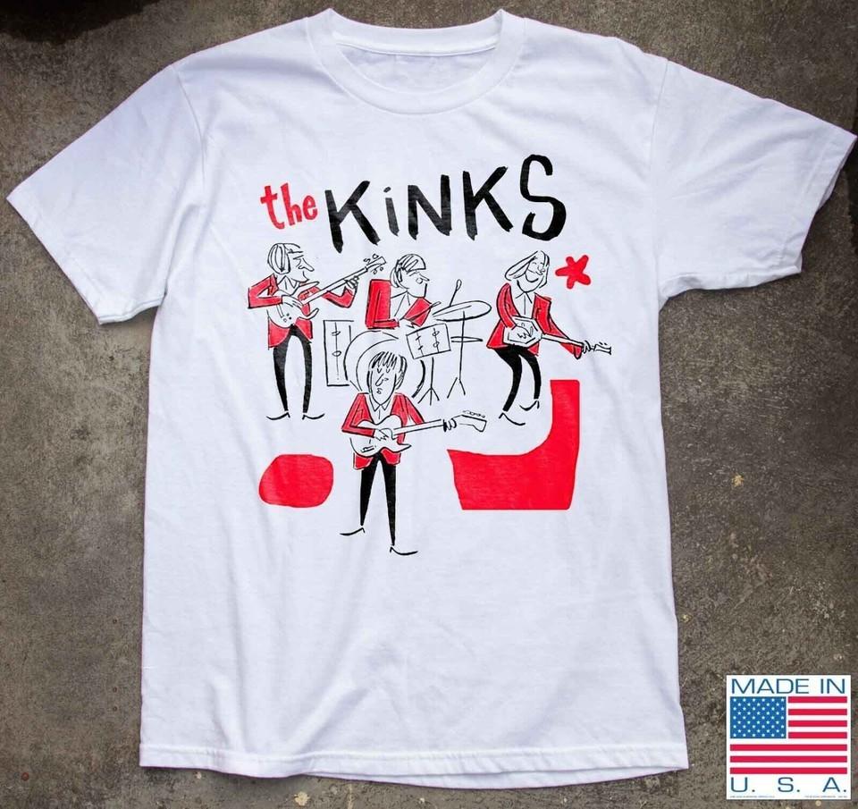 Vtg The Kinks English Rock Band Cotton White All Size T Shirt For Men UR136 Unisex T-Shirt S