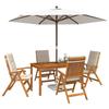 5 Piece Garden Dining Set 4 Seater Cream Solid Wood Acacia