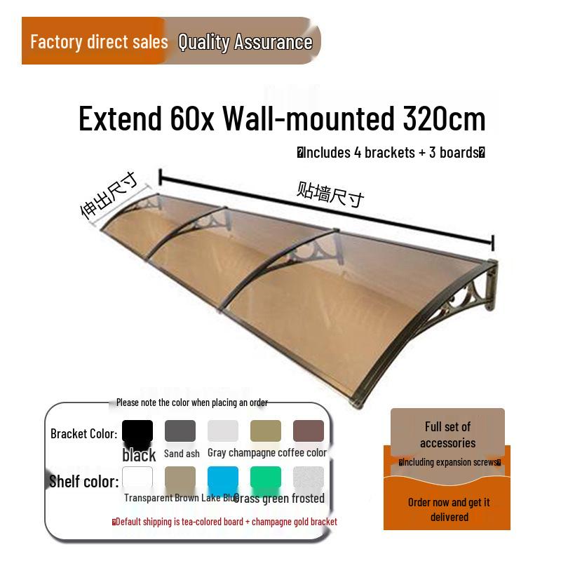 Aluminum Alloy Window Awning: Outdoor Polycarbonate Sunshade & Rain Shelter for Doorway or Balcony