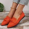 New Women's Knitted Slip On Flats Breathable Comfortable Solid Color Walking Shoes Casual Pointed Toe Walking Sneakers