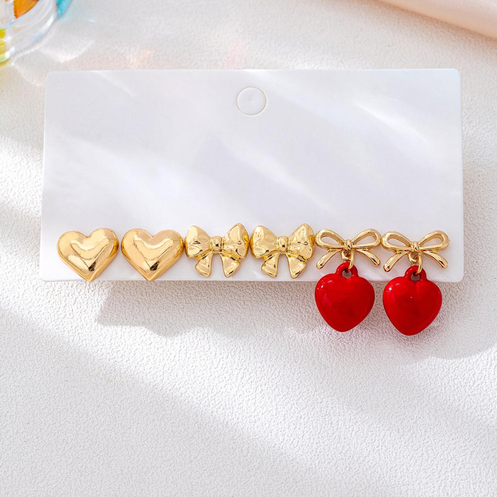 6PCS Set Cute Heart Buterfly Pendant Earrings for Women Girls Unique Aesthetic Charm Daily Wear Anti-allergy  Accessories