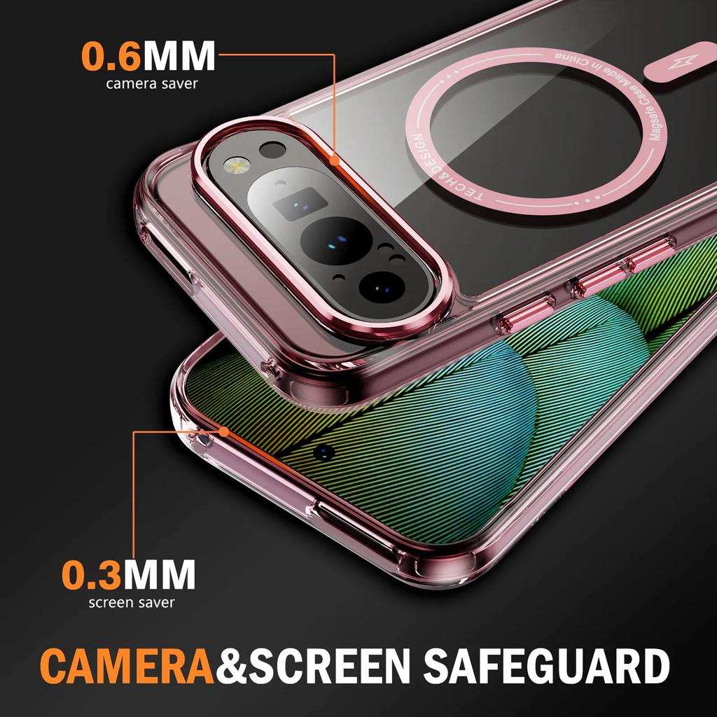 Transparent Shockproof Acrylic Magsafe Magnetic Phone Case for Google Pixel 8 8A 8 Pro 9Pro Wireless Charging Clear Back Cover Cases