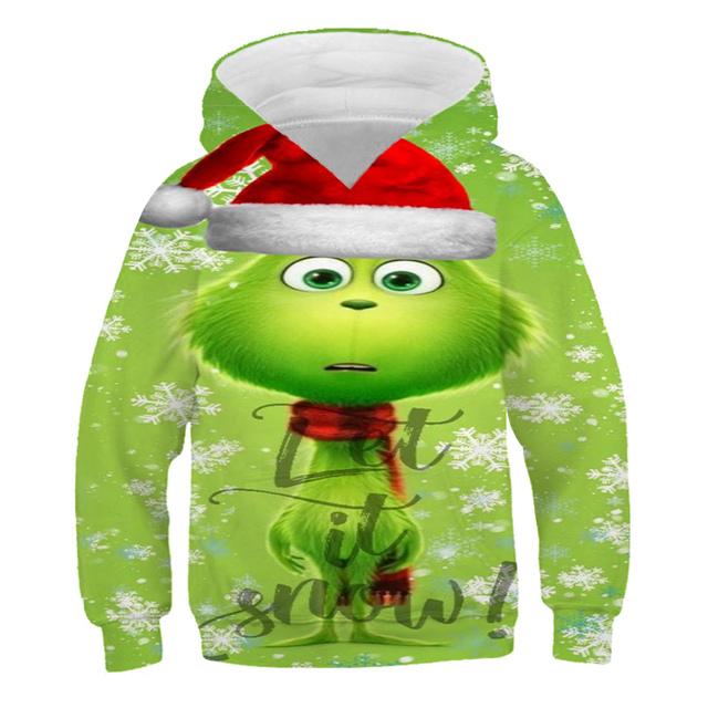 MINISO 2025 Kerst Grin-Chi Hoodie Kleding voor Kinderen Jongens Meisjes Mode Hoodie Lange Mouw Top Oversized Streetwear Vintage Jas met Capuchon 9-10 Years