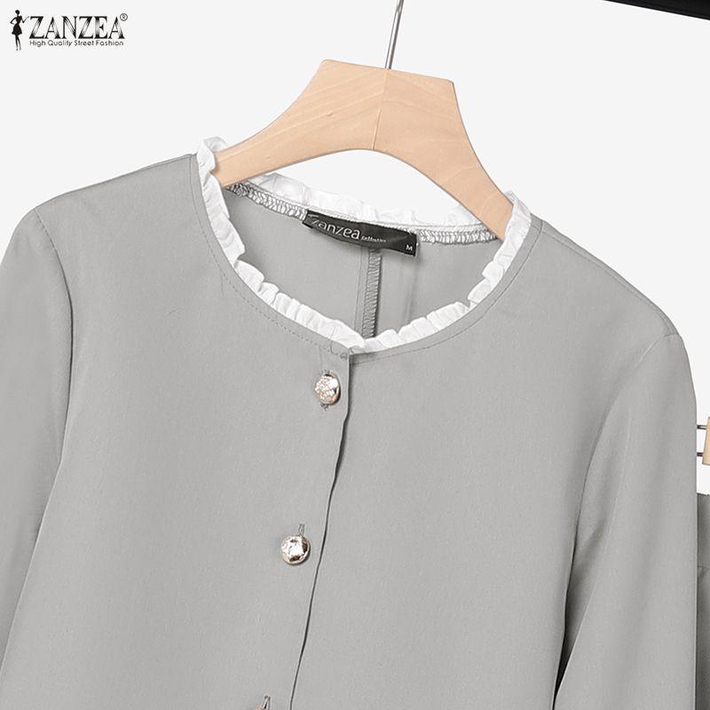 ZANZEA Damen Langarmbluse und Röcke Lässige zweiteilige Anzugsets