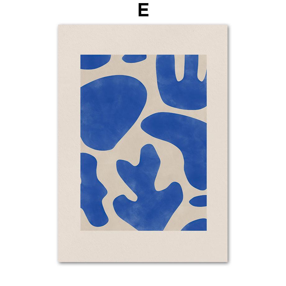 Blue Line Geometry Flower Wall Art Canvas Painting  Abstract Art Posters & Prints Hotel Bar Pictures For Living Room Home Decor