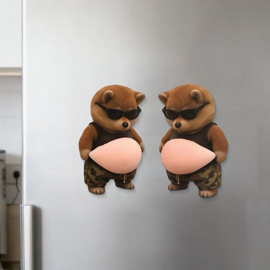 3D Pet Belly Sticker Soft Anti-Collision Sticker Cartoon Kitten/Puppy Decal with Big Belly Cute