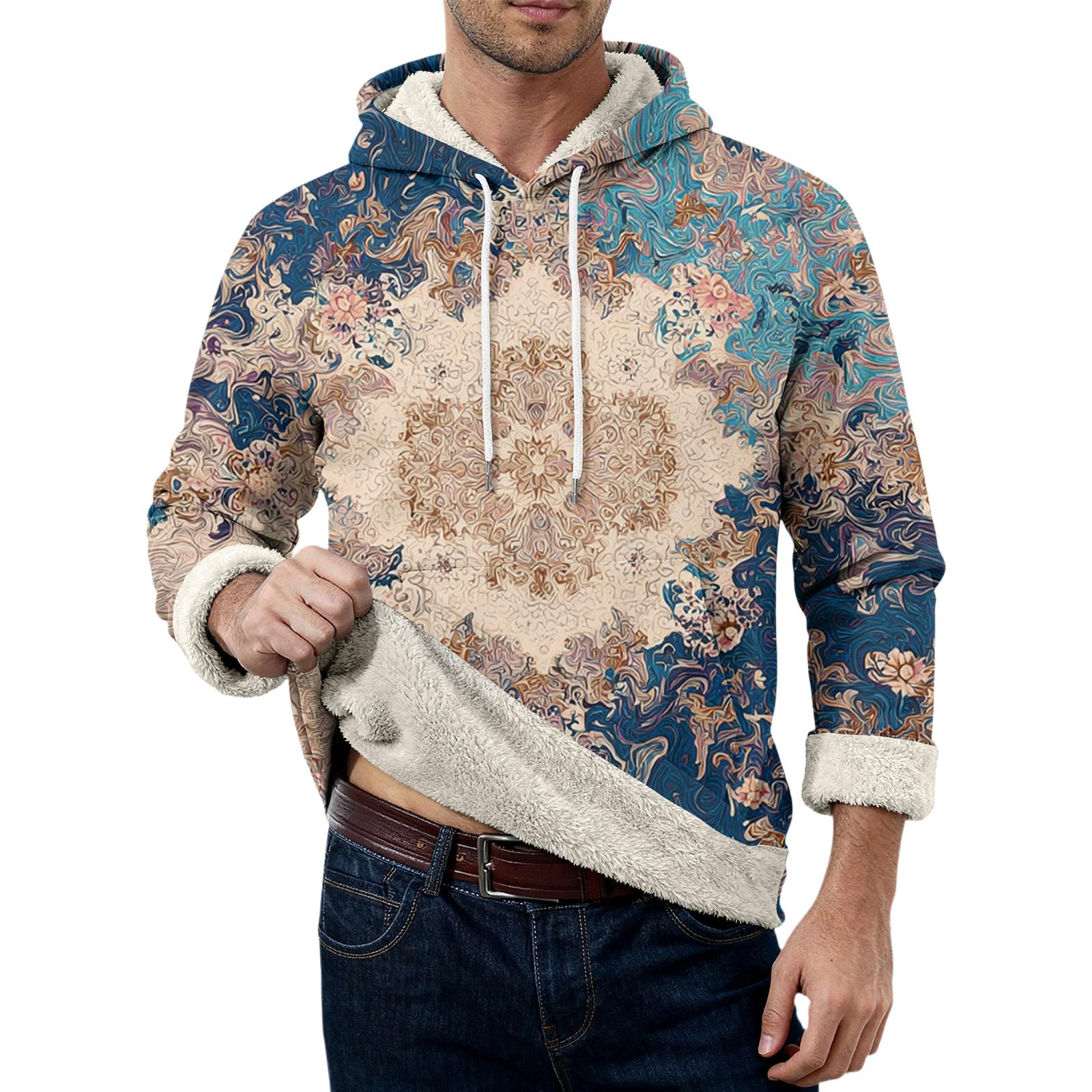 

Мужская повседневная флисовая толстовка с длинным рукавом и карманами XXL бежевый