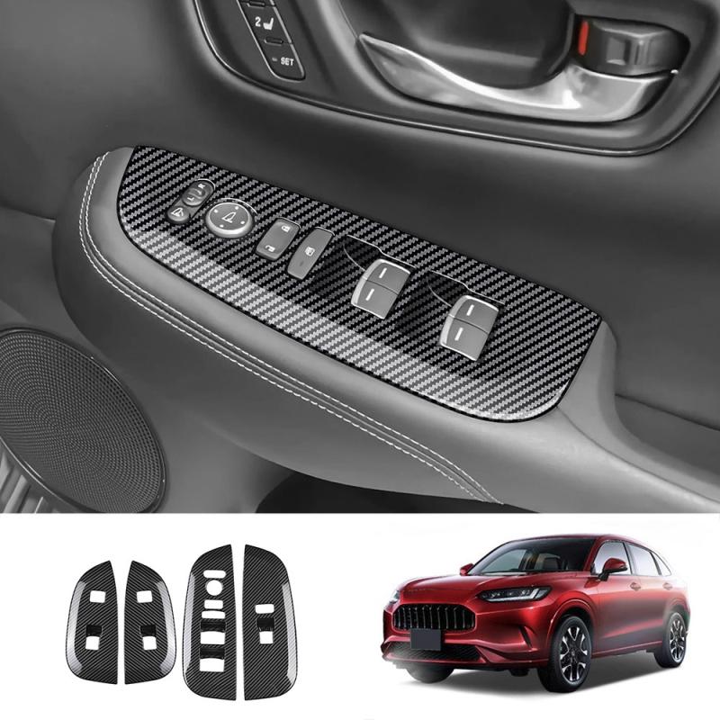 Trim Rhd For Honda Zr-v Zr V Zrv   Interior Abs Carbon Fiber ide Armrest Window Lift Glass Rise Control Switch Trim