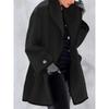 Damenmode Herbst Winter Mehrfarbig Rundhals Locker Kapuzenwollmantel Colorblock Kante WCoat