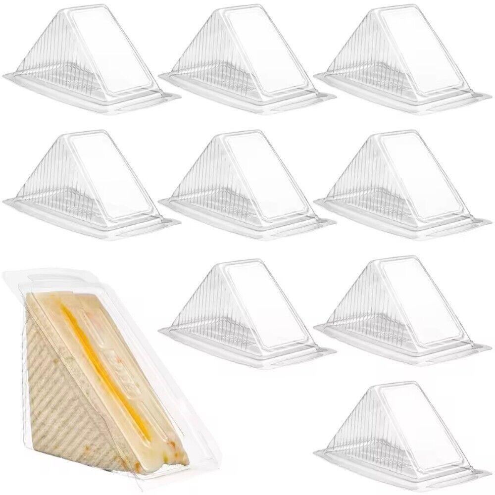 

100Pcs with Lids Sandwich Triangle Case PET Wedge Boxes New Sandwich Packing Box Kitchen прозорий