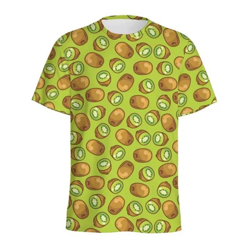 Mode Kiwi Erdbeere Grafik T-shirt Männer Cartoon 3D gedruckt Früchte T Shirts Frauen Rundhals T-Shirts Tops lose kurze Ärmel