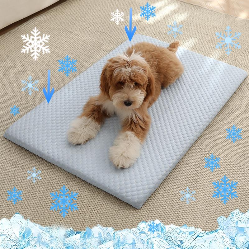 Breathable Ice Silk Cooling Pet Mat New Summer Thick Dog Bed Pad Non-Slip Washable Pet Cooling Sheet for Medium Large Dogs Cats