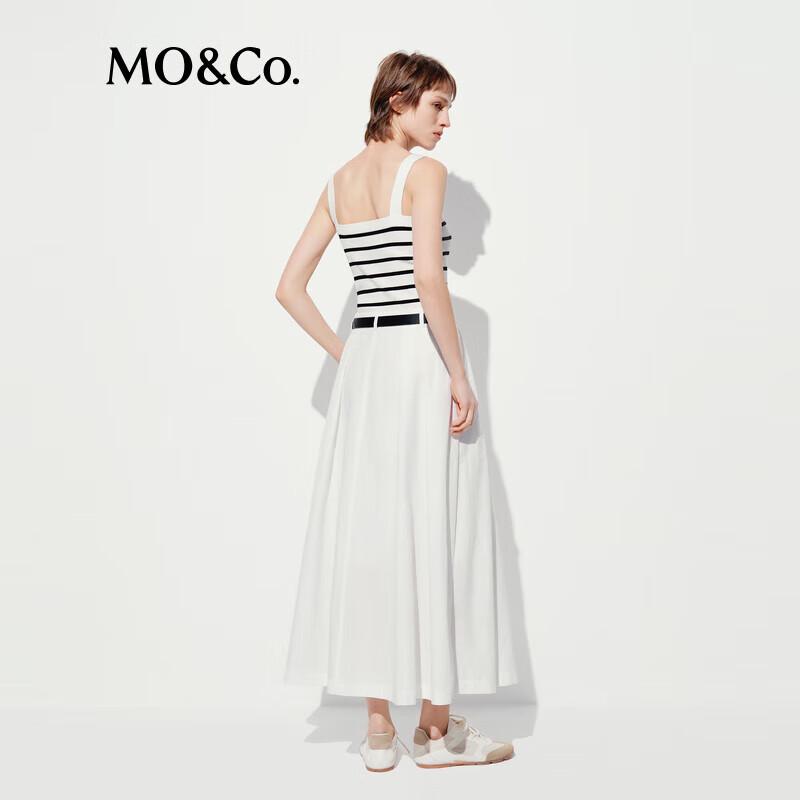 MO&Co. Nautical Striped A-Line Vest Dress with Belt