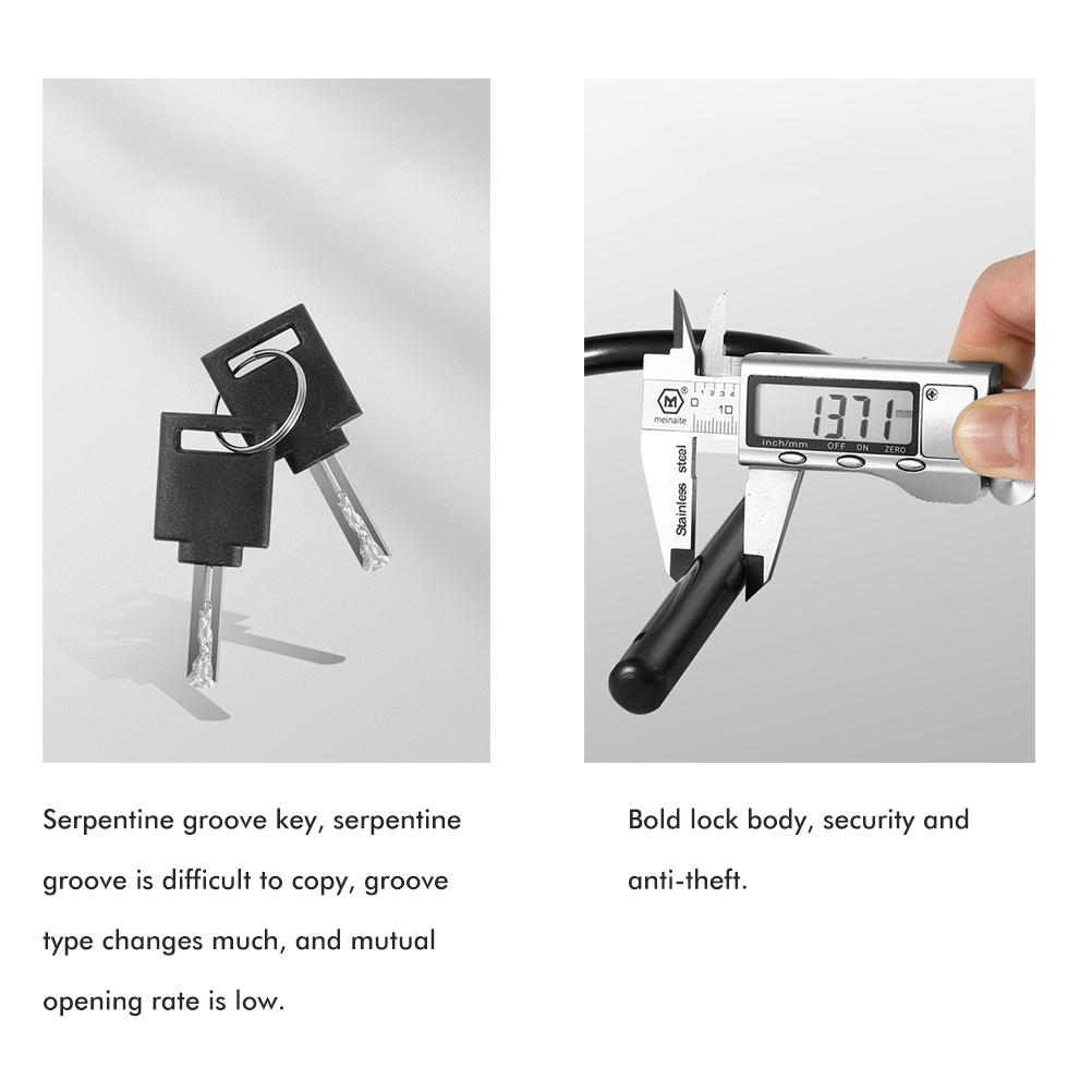 Bike U Lock with Anti Theft Steel Cable Bike Lock Mounting Bracket for Road Bike Mountain Bike Electric Bike Folding