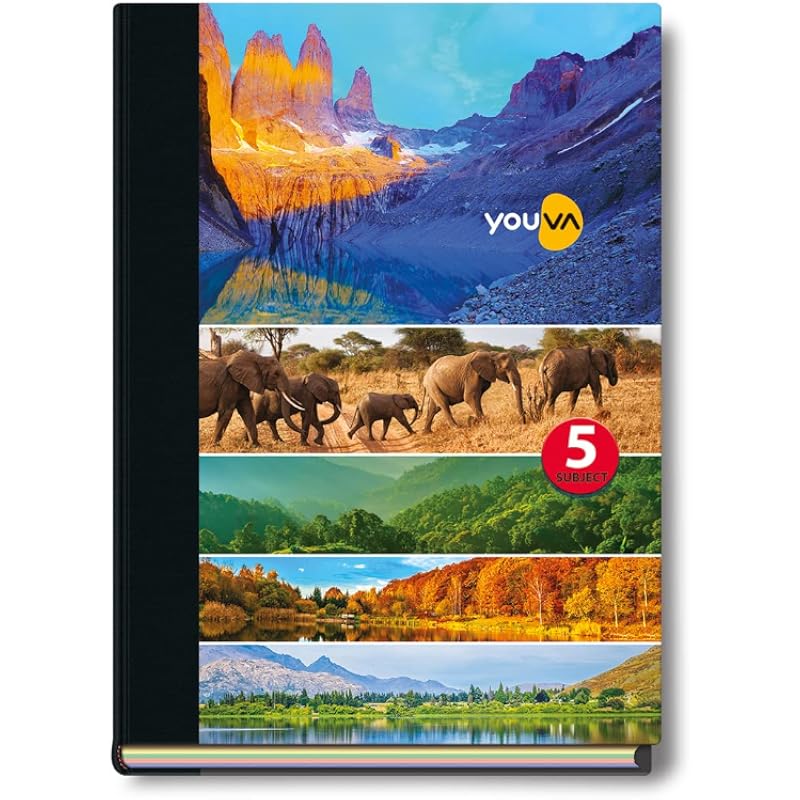 YOUVA Navneet|Case Bound/Hard Cover|5 Subject Notebook For Students And Executives|18.5 Cm X 24.7 Cm|Single Line|400 Pag