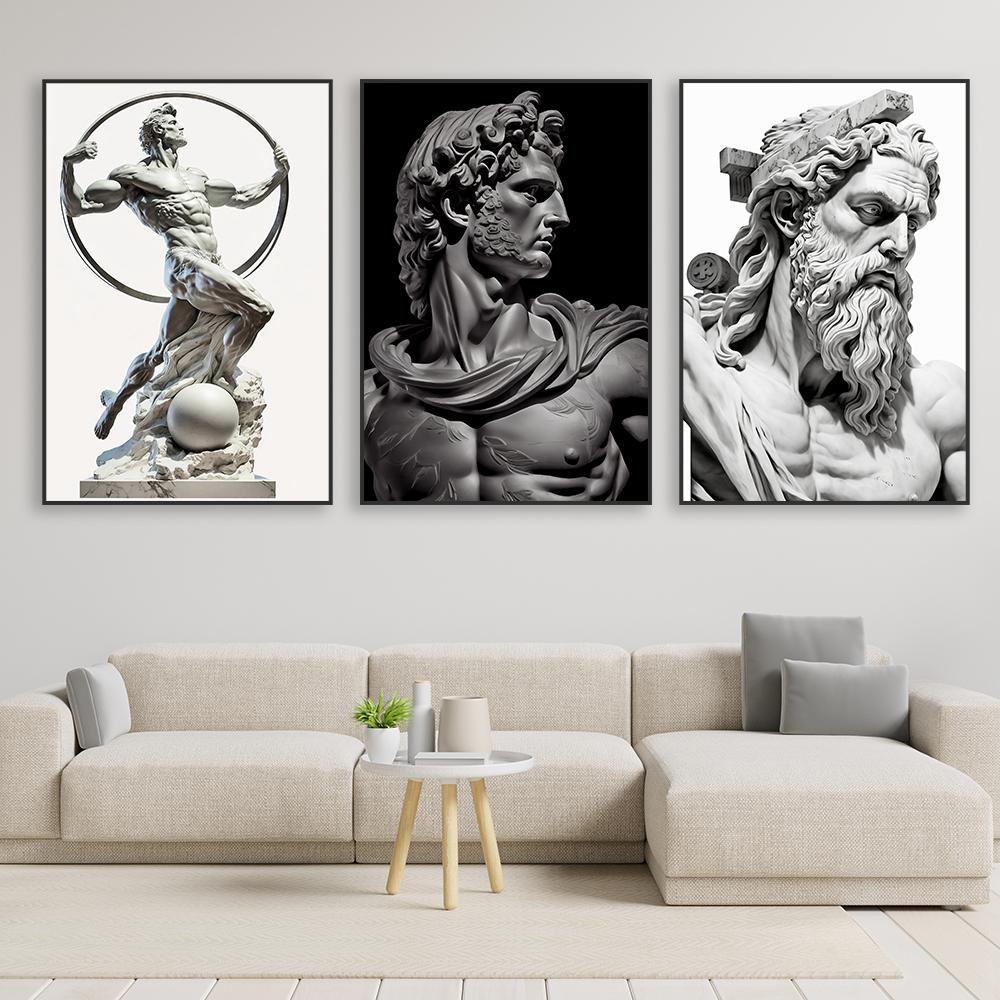 Modern Abstract Greek Statue Poster Zeus Plaster Sculpture Art Canvas Painting David Art Prints Wall Picture for Living Room