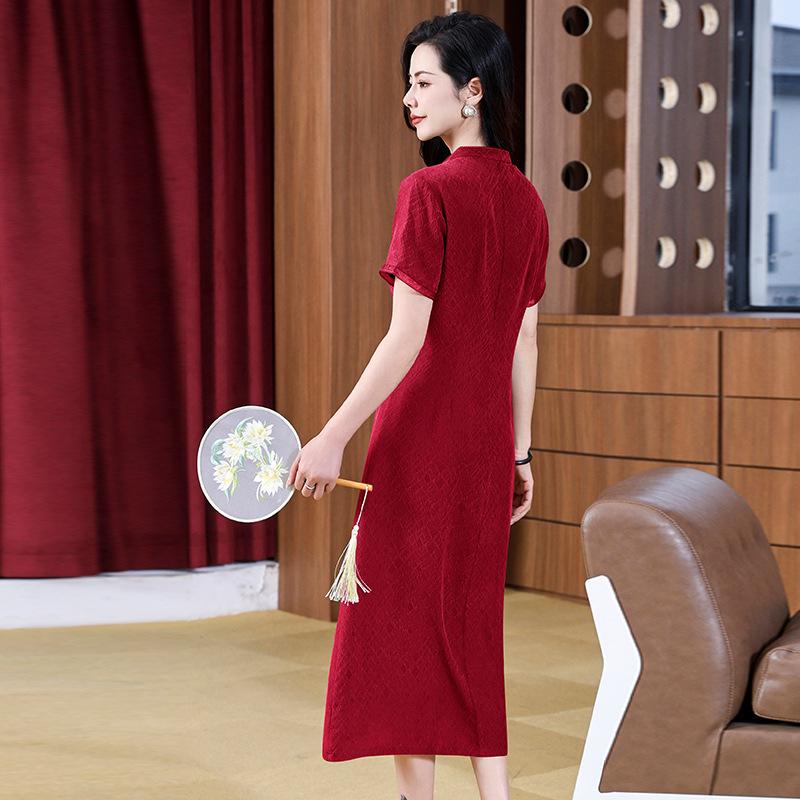 Mulberry silk improved cheongsam wear red wedding dress wedding dress