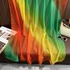 Rainbow Color Simulation Silk Yourou Yarn Women's Commuting Light Luxury Fashion Temperament Large Size Sun Protection Gorgeous Scarf Silk Scarf