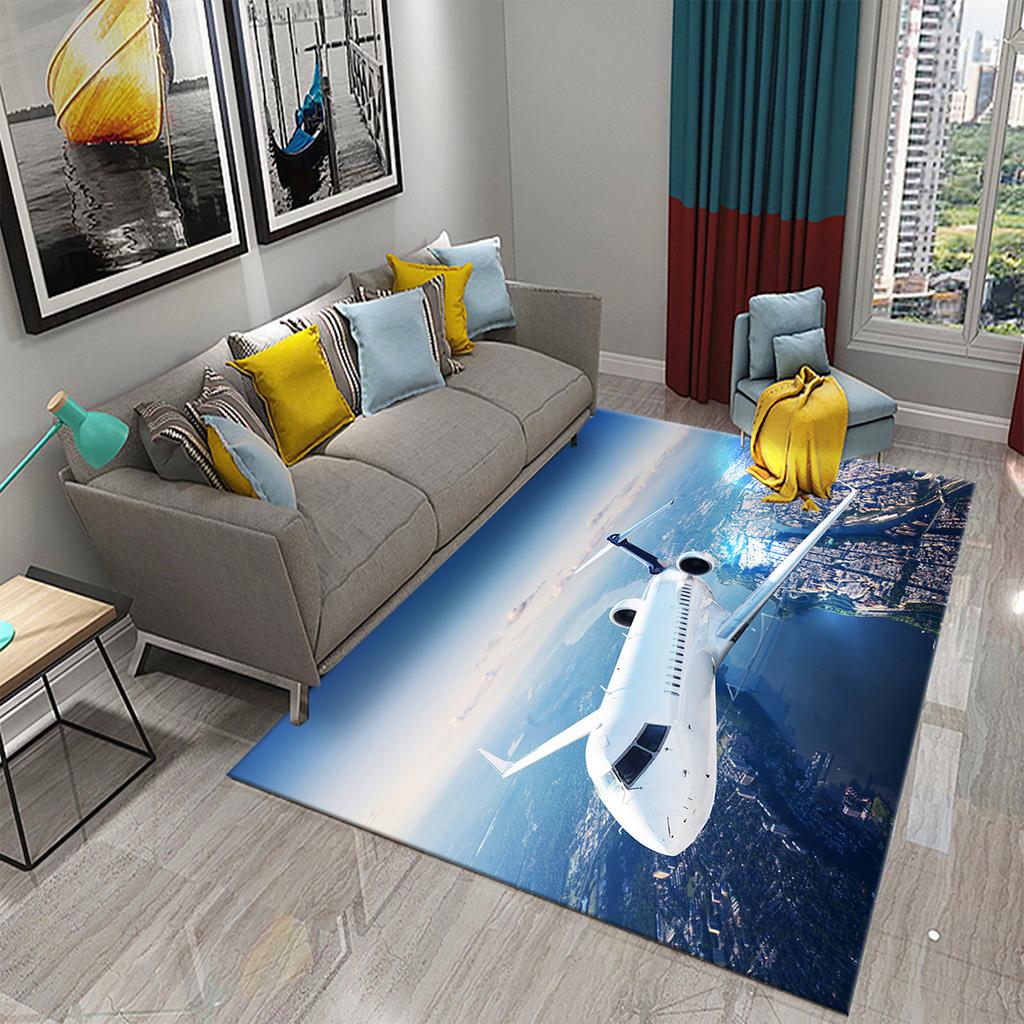 Airplane Carpet Sky Sunset Scene Area Mat for Kitchen Bathroom Entrance Door Anti-Slip Absorbent Mat Teens Bedroom Home Decor