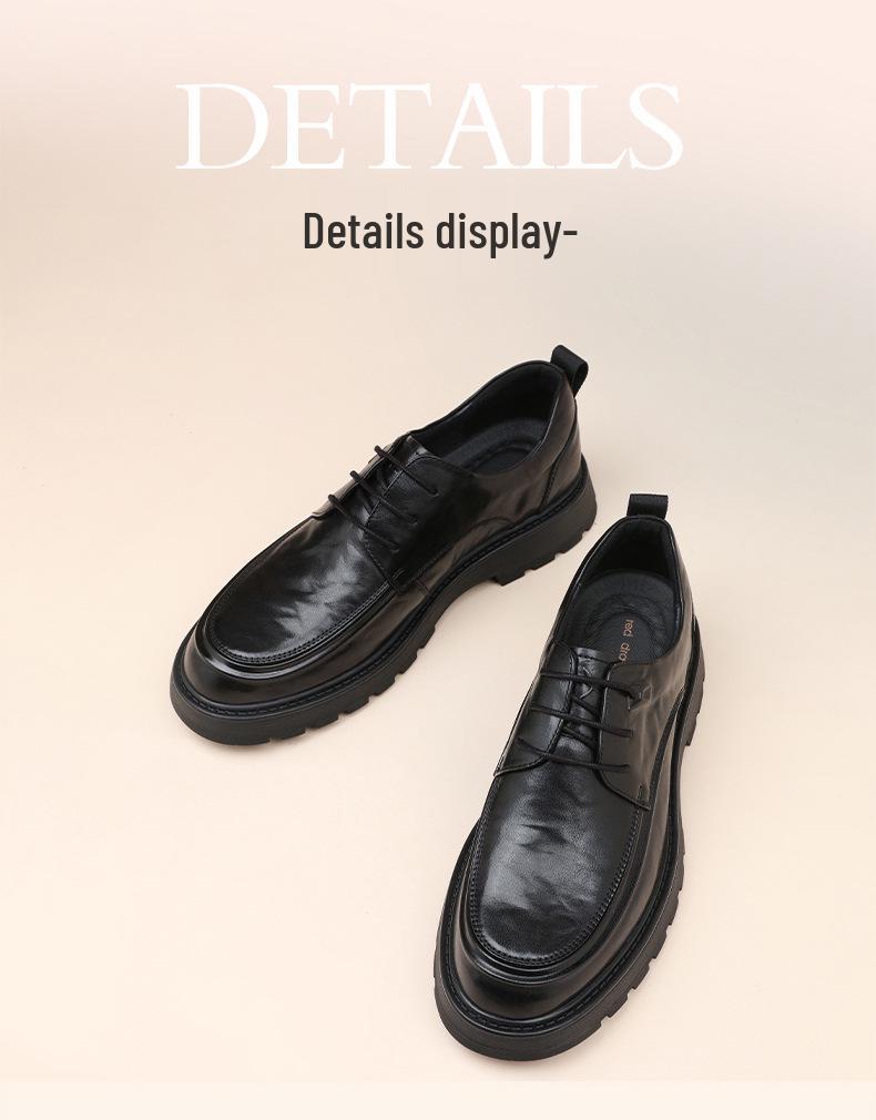 Red Dragonfly Men's Autumn/Winter Formal Leather Shoes, 2024 New Collection with Velvet Lining and Hand-Grabbed Texture