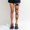 Lolita Cross Bandage Stehenní řetízek Harajuku Sexy Black Flower Butterfly Nohy Náramek Elastické Y2K tělové šperky Příslušenství