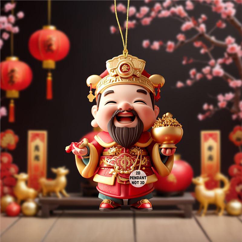 

Акриловая статуэтка Бога Процветания: Год Змеи 2025, Классический стиль, 2D подвесное украшение для китайского Нового года. Standard