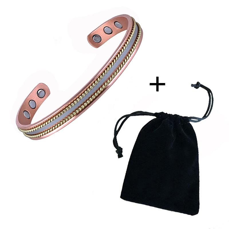 Vintage Copper Bracelets for Women Men 99.9% Pure Copper Magnetic Bangle with Energy Magnets Adjustable Cuff Jewelry Gift 68-72mm