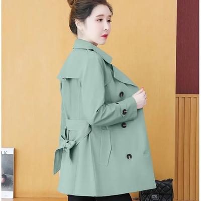 Women's Jacket Spring Long Sleeves Stand Collar Casual Windbreaker Female Double-breasted With Belt Outerwear