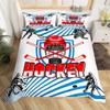 Eishockey Bettbezug Helm Schlittschuhe Bettdeckenbezug Winter Eis Sport Spiele Bettwäsche-Set für Jungen Puck Hockeyspieler Steppdeckenbezug