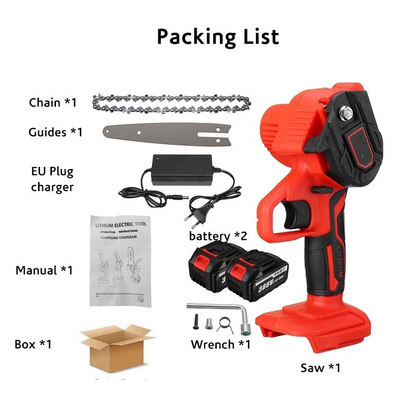6-calowa 3000W Mini Elektryczna Piła do Przycinania Akumulatorowa Mała Piła Łańcuchowa do Rozłupywania Drewna Narzędzie do Obróbki Drewna do Ogrodu Sadu Klips do Gałęzi