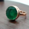 Round Cut Green Emerald 925 Sterling Silver Rose Gold Fill Ring Jewelry, Statement Gift Artisan Ring