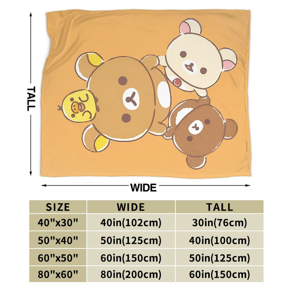 Rilakkumas and Friends Plush Blanket Kids Adult Flannel Bedding Throws For Home Decor Warm Soft Custom Quality Bedspread Gift