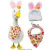 Lovely Rabbits Ear Hat and Scarf Set for Garden Gooses Statues Portable Easter Decoration Accessory for Lawn Gooses