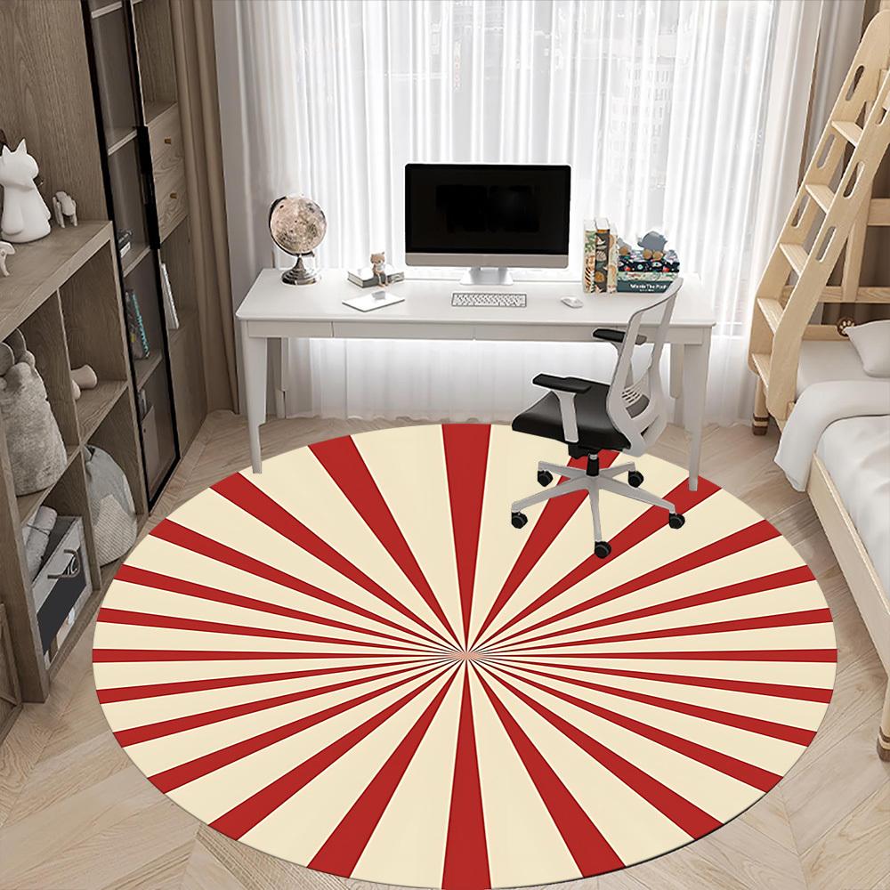 1pc Stripes Office Round Area Rug, Under Office Chairs Bedroom Living Room Home Decor, Room Deco