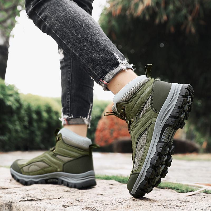 New Men'S High Top Hiking Boots Breathable Sneakers Durable Non-Slip Mountain Climbing Shoes Outdoor Trekking Hunting Boots