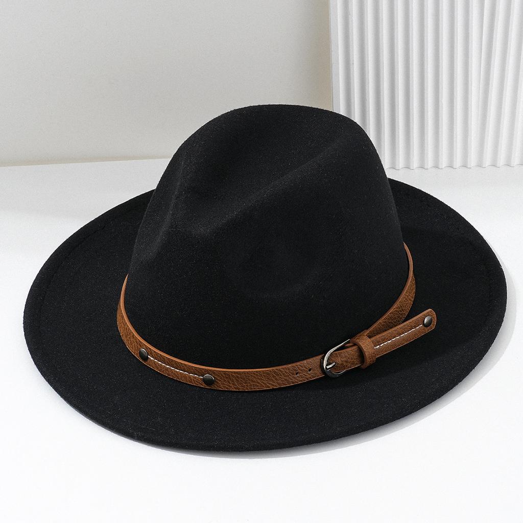 1PC Fashion Wool Fedora Hat Men Autumn Winter Wide Brim Jazz Cap Imitation Woolen Women Church Felt British Hat