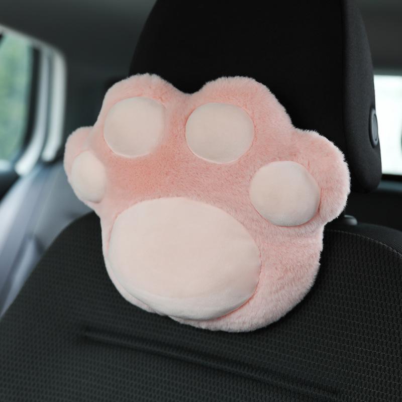 Cute Cat Paw Car Neck and Lumbar Support Headrest Pillow - Plush Backrest Decoration