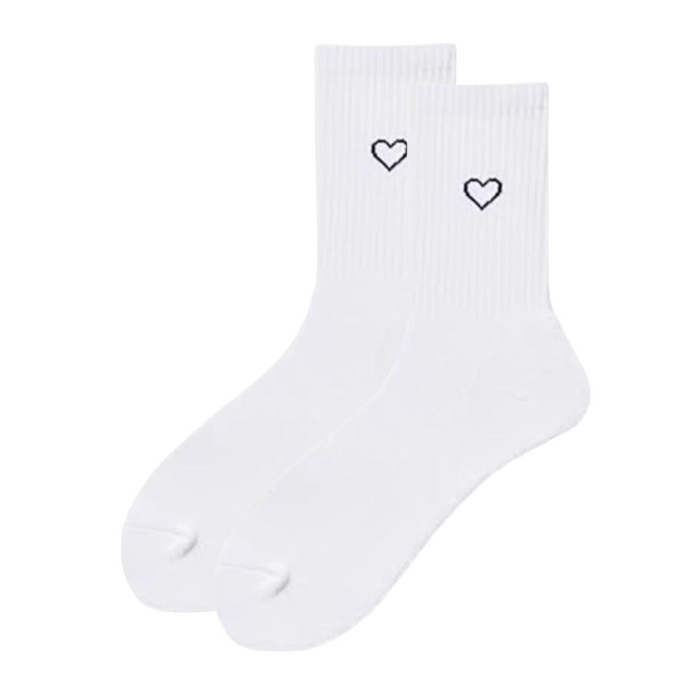 

Fashion Sweet Women Socks Sweat Absorption Comfortable Heart Patterned Socks Breathable Casual Socks Spring Summer One Size білий