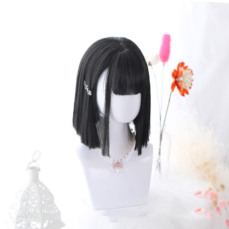 Bybrana Women's Bangs Straight Hair Cute Natural Synthetic Hair Daily Wear Personalized Wig