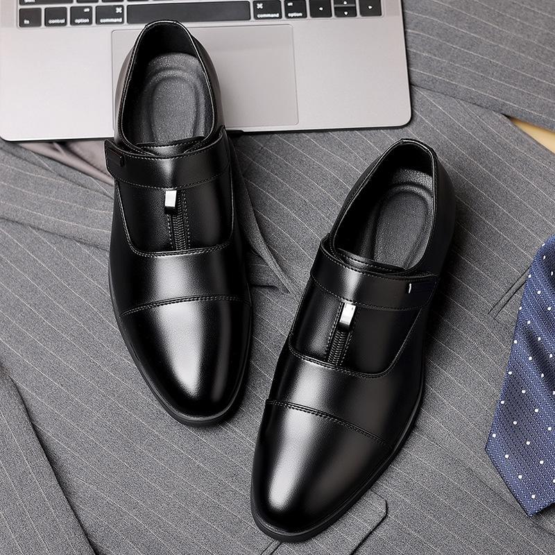 New Men's Leather Shoes British Trend Korean Version Leather Edge Buckle Foot Breathable Fashion Business Casual Shoes Cowhide Shoes