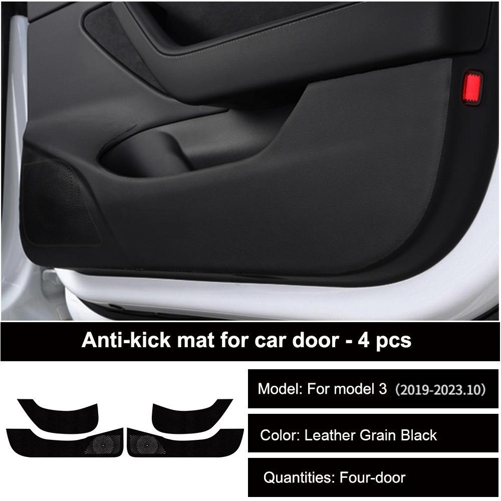 For Tesla Model 3 Y 2026 Car Door Anti-kick Mat Panel Leather Carbon Fiber Interior Glove Box Protective Sticker Car Accessories