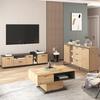Kitchen Cabinet with Two Doors Three Drawers Wood Grain Metal Legs Wood Color Utility Pantry Dining Room