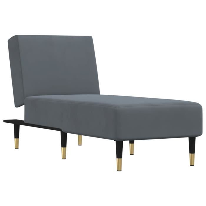 VidaXL Chaise longue gris foncé velours 352803