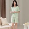 Pajamas women's 1011 new summer pure cotton fake two pieces women's short-sleeved shorts homewear summer